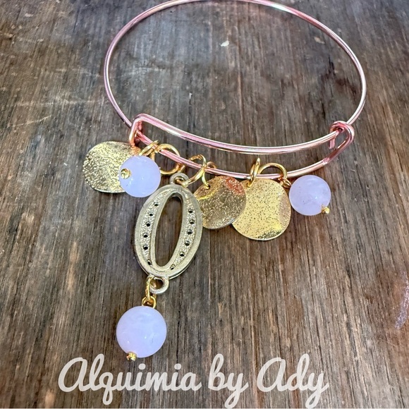 Alquimia Gold and Pink quartz Charm Bracelet - Picture 1 of 2